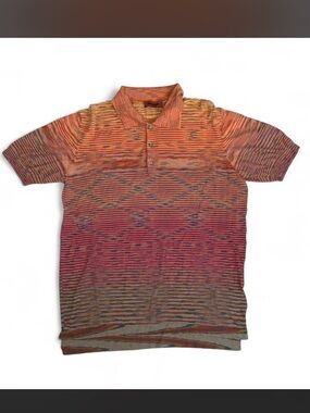 Missoni Multicolor Orange to Pink Gradient Polo